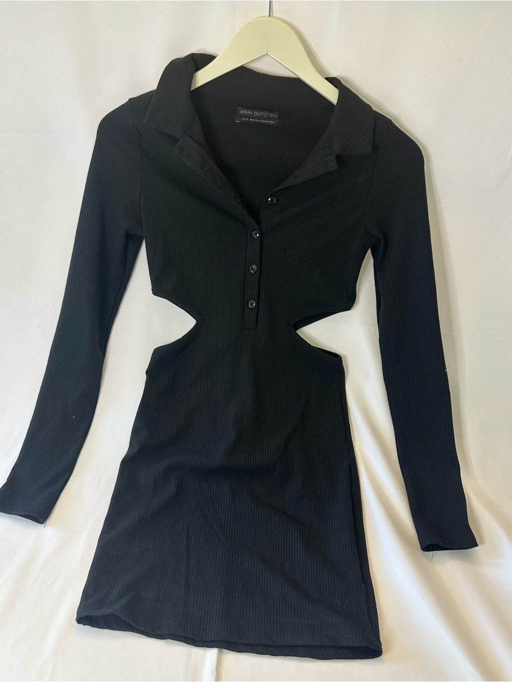 Urban outfitters extra small black ribbed cut out waist dress